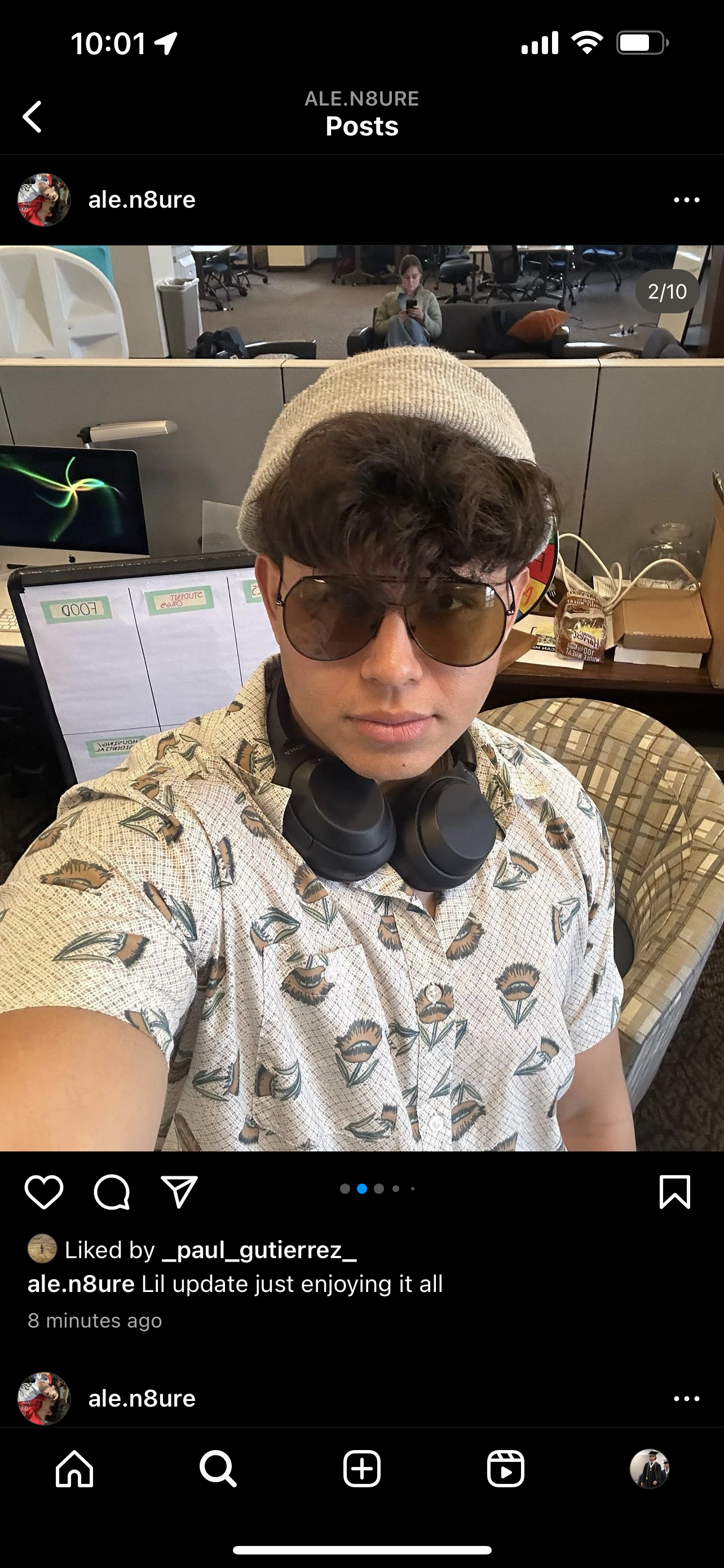 Instagram post with person at desk
